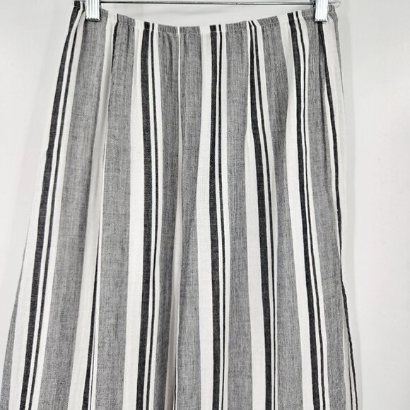 Stark Gray & White Striped Wide Leg Open Slit Pants Women's S Boho Hippie Beach - Picture 3 of 14